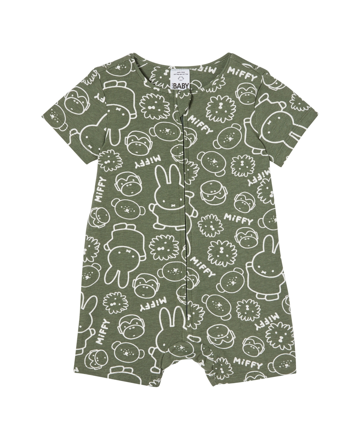 Cotton On Baby Boys And Baby Girls The Billie Short Sleeve Zip Romper License In Green