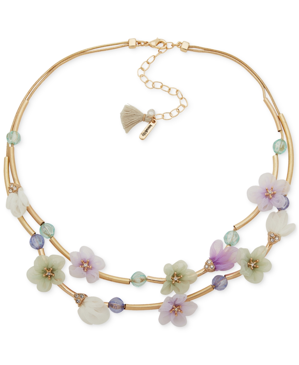Shop Lonna & Lilly Gold-tone Pave & Ribbon Flower Beaded Layered Necklace, 16" + 3" Extender In Multi