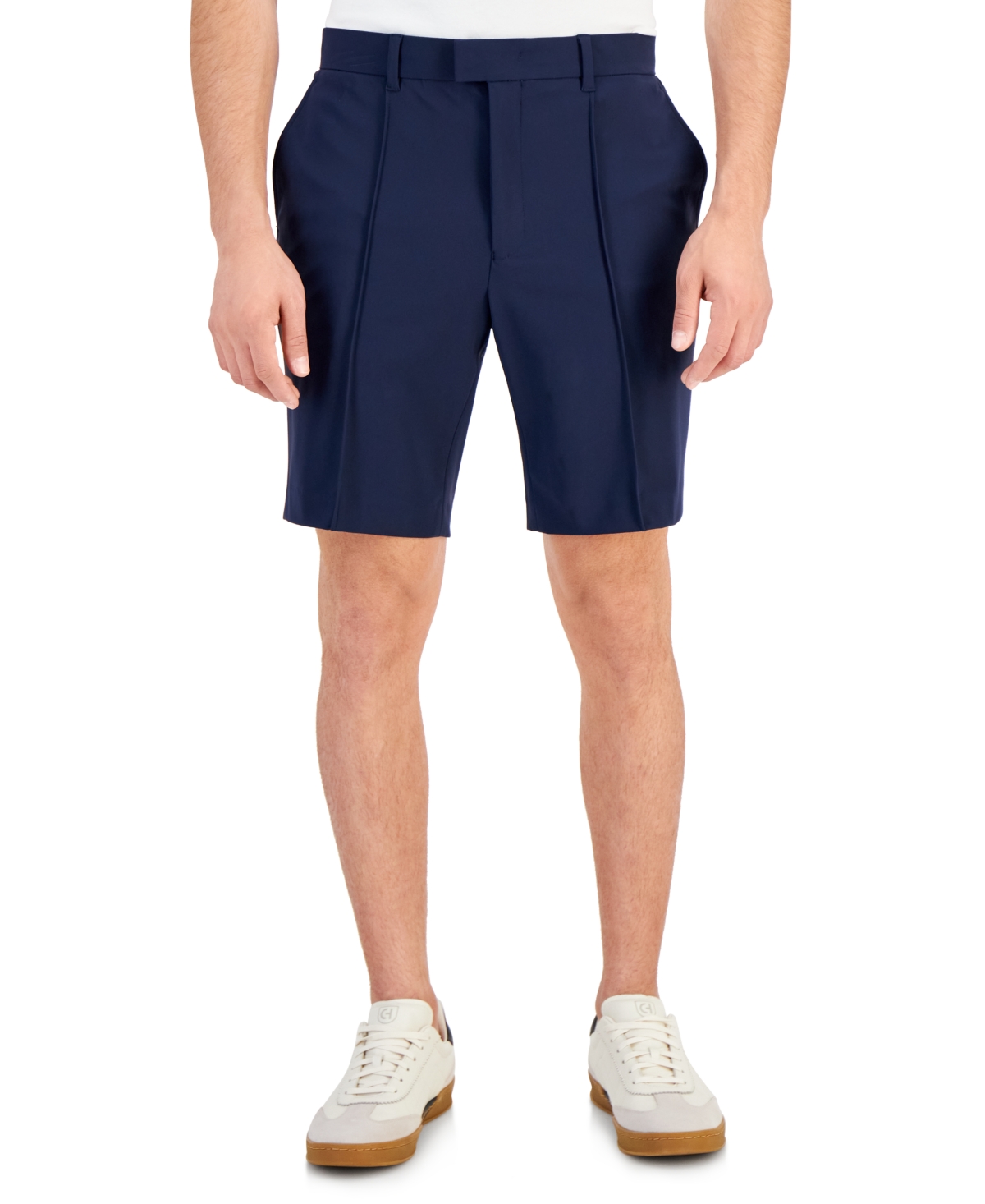 Alfani Men's Alfatech Regular-fit Pintucked 10" Suit Shorts, Created For Macy's In Neo Navy