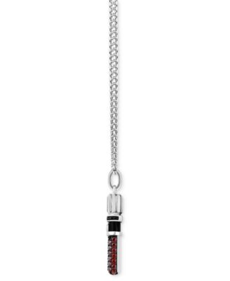 Star Wars Garnet (1 ct. t.w.) & Black Diamond (1/20 ct. t.w.) Darth Vader Lightsaber 18" Pendant Necklace in Sterling Silver