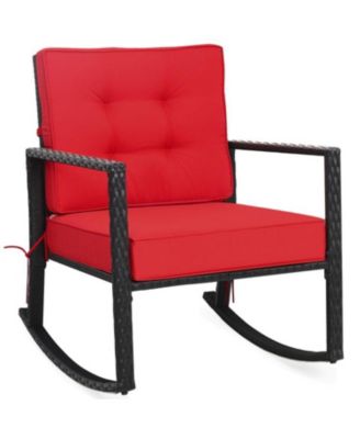 Patio Rattan Rocker Outdoor Glider Rocking Chair Cushion Lawn
