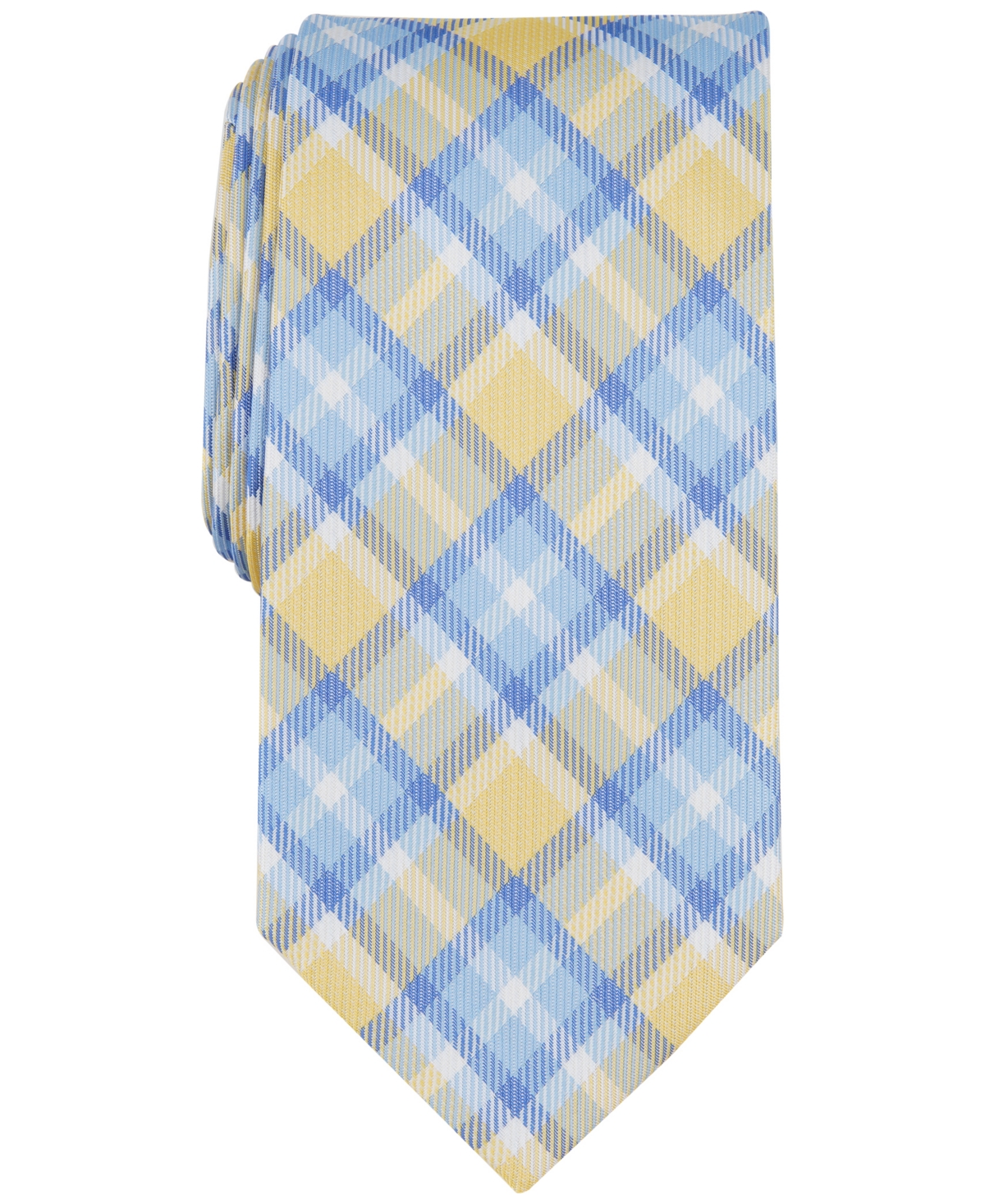 Shop Club Room Men's Newtown Plaid Tie, Created For Macy's In Yellow
