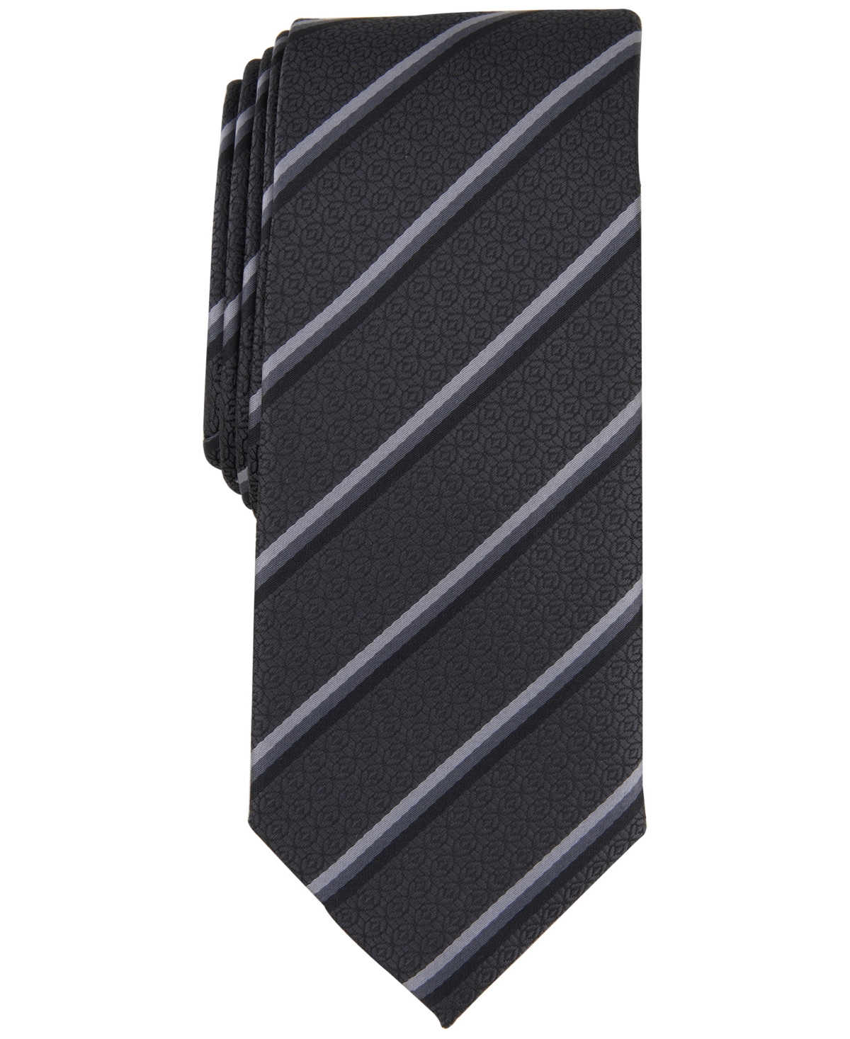 Shop Alfani Men's Vaughn Stripe Tie, Created For Macy's In Black