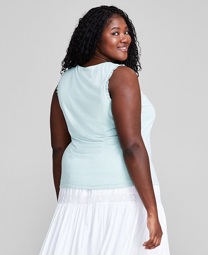 Plus Size Ruffled Tank With Cut Out main image 1