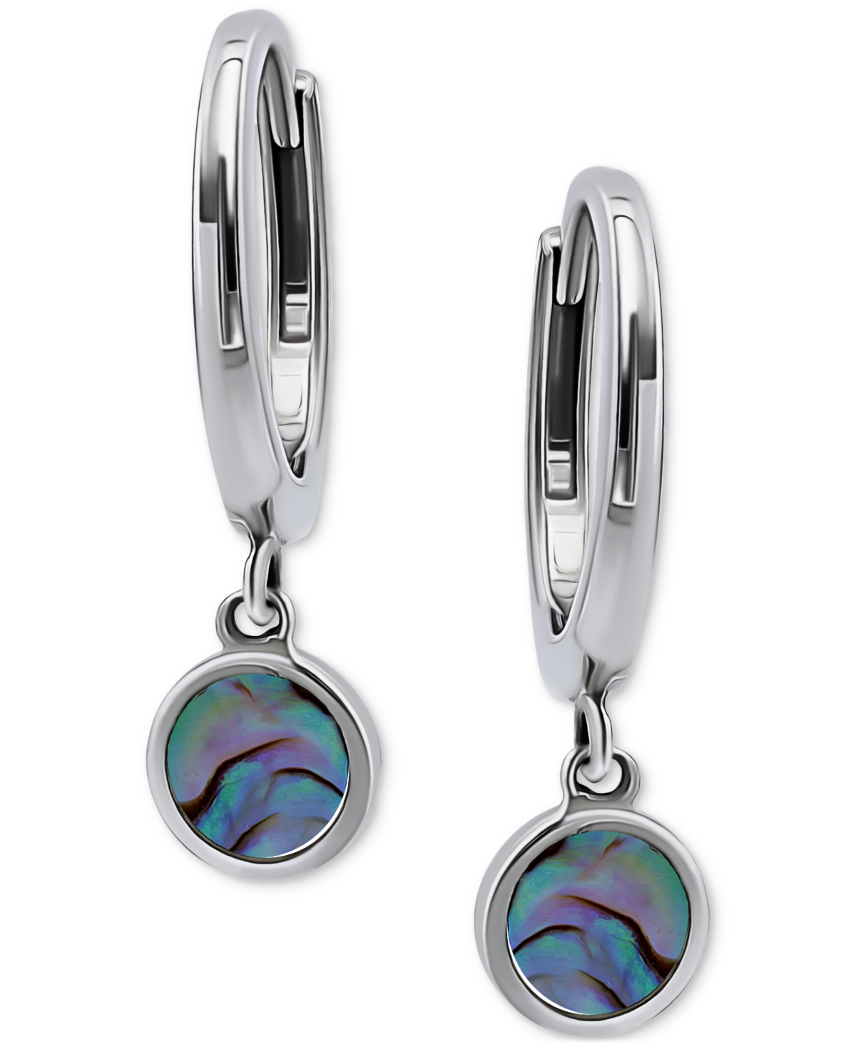 Shop Giani Bernini Abalone Disc Dangle Hoop Drop Earrings In Sterling Silver, Created For Macy's