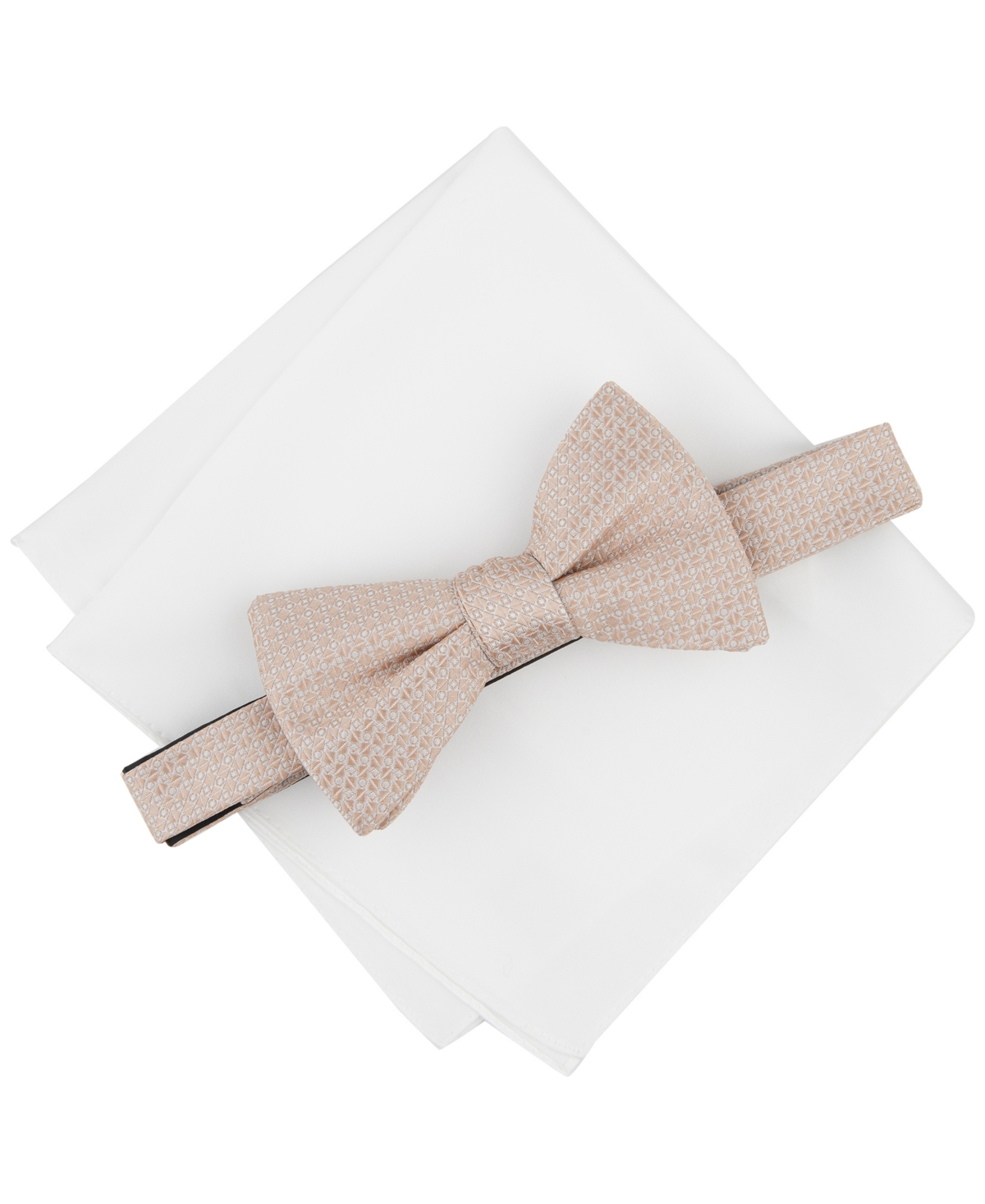Men's Dawson Textured Bow Tie & Solid Pocket Square Set, Created for Macy's - Taupe