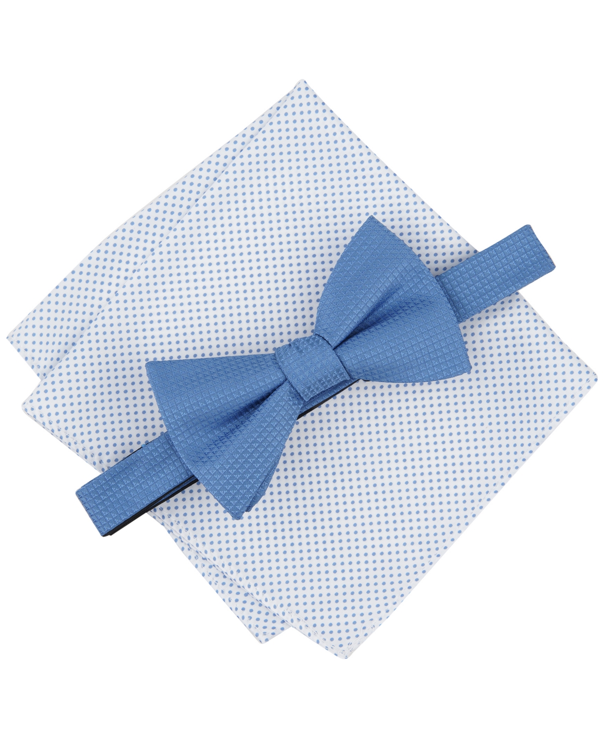 Shop Alfani Men's Geo-pattern Bow Tie & Dot Pocket Square Set, Created For Macy's In Denim