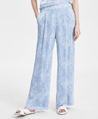 パンツ Michael Kors Woman Pants Blue Michael Kors Michael Kors Women's Petal Front-Pleat Wide-Leg