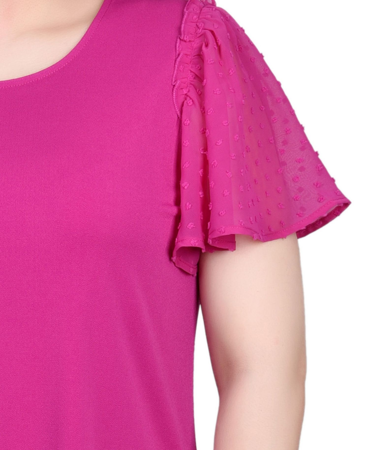 Petite Clip Dot Flutter Sleeve Top