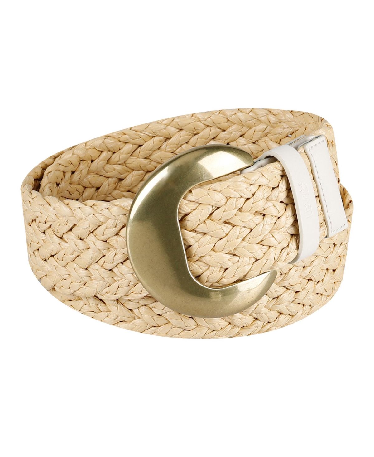 Women's Fully Adjustable Raffia Belt with Statement Buckle - Black