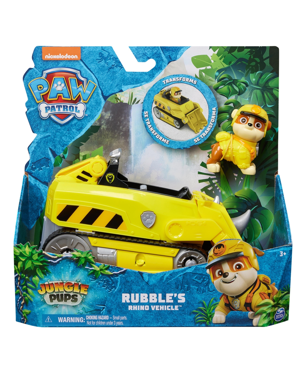 Paw Patrol Jungle Pups, Rubble Rhino Vehicle, Toy Truck With Collectible Action Figure In Multi-color