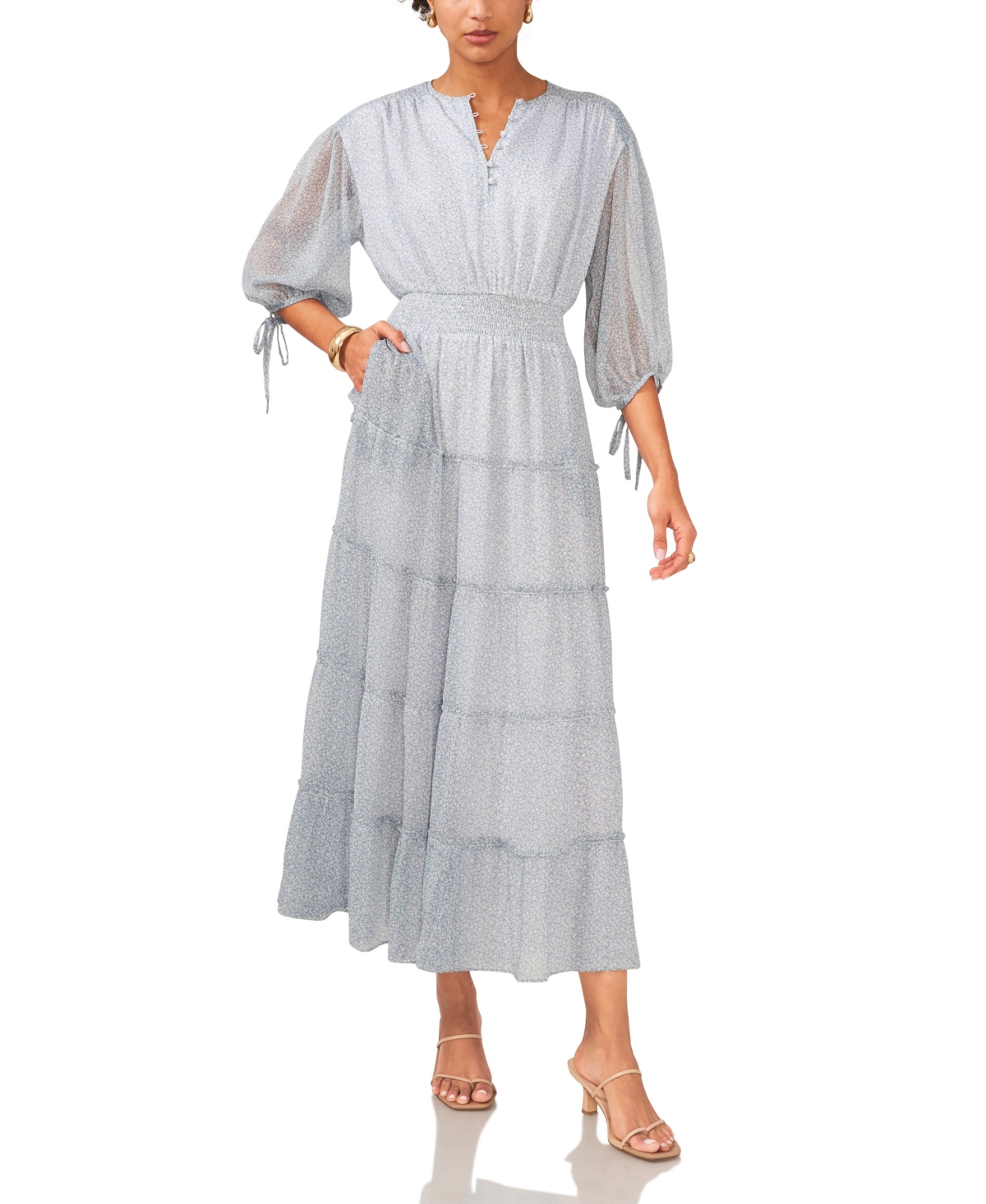 Women's Tiered Maxi Dress with Pin Tucks - New Ivory