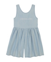 Calvin Klein Little Girls Lightweight Denim Wide Leg Romper - Blue