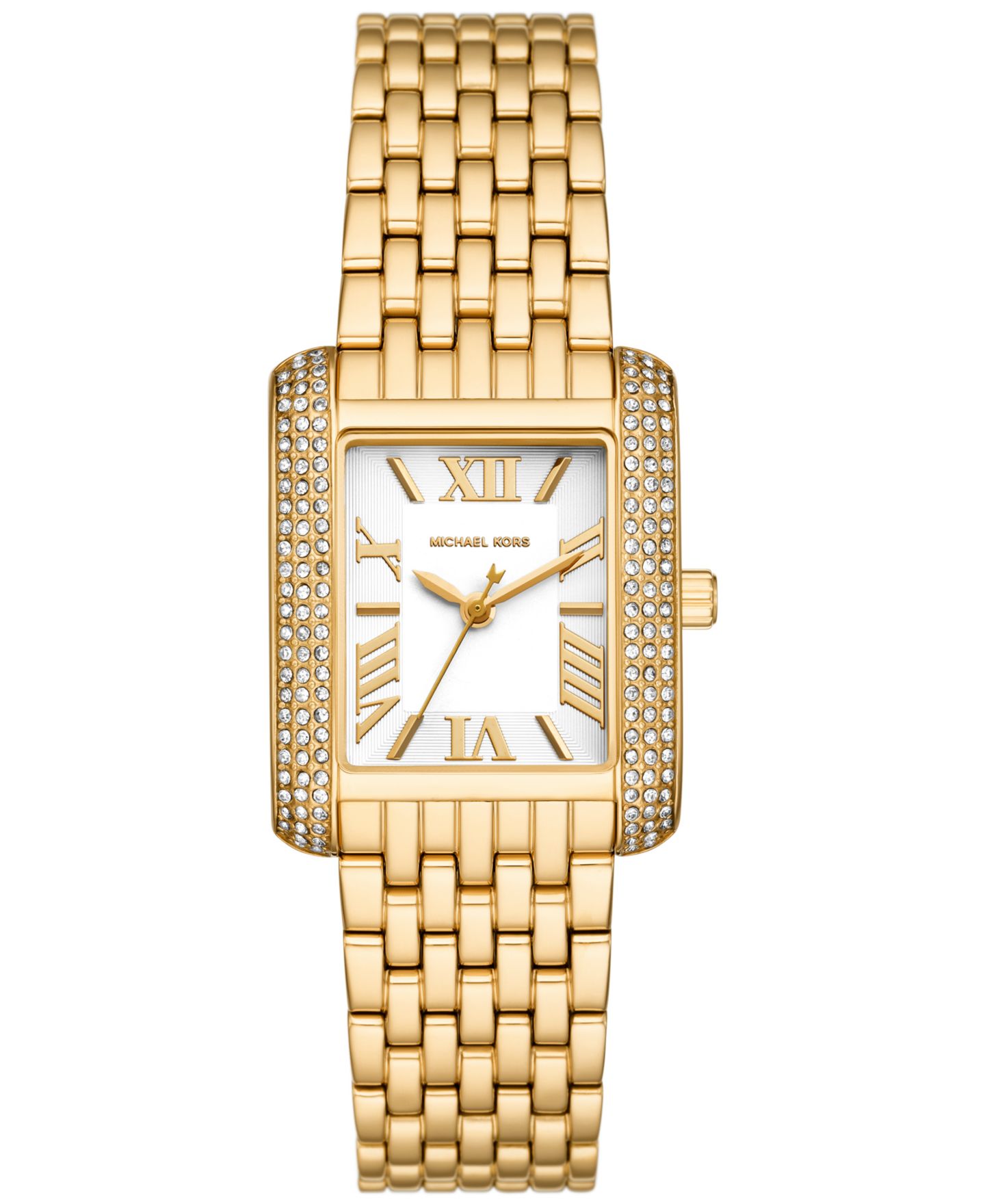 Женские часы Michael Kors Emery Three-Hand Gold-Tone Stainless Steel Watch 27mm x 33mm — фото 1