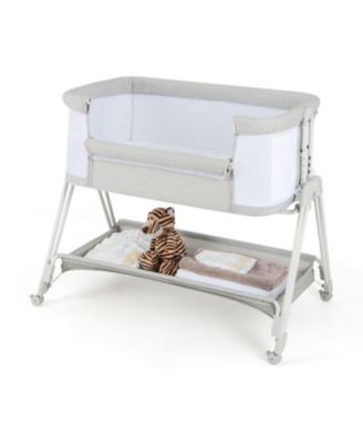 Girls Portable Bedside Sleeper for Baby with 7 Adjustable Heights