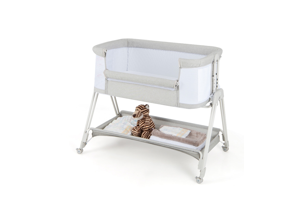 Slickblue Girls Portable Bedside Sleeper for Baby with 7 Adjustable Heights