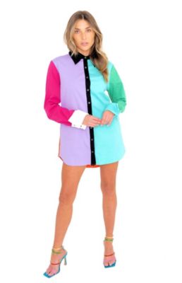Women's David Multi Colorblock Shirt Dress