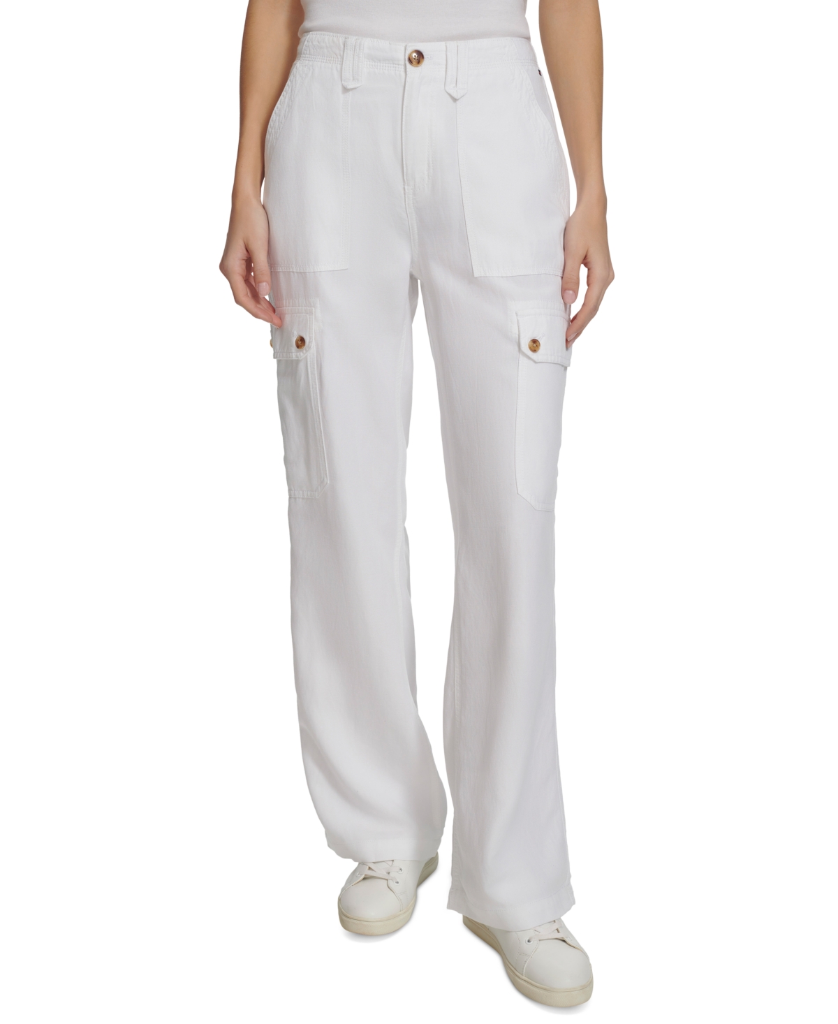 Shop Tommy Hilfiger Women's Solid Festival Cargo Pants In Brt White