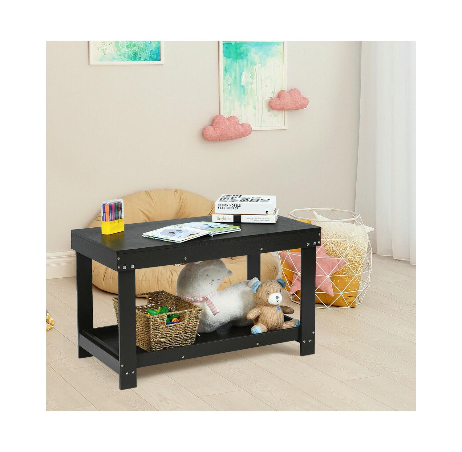 Kids Solid Multifunctional Wood Activity Play Table