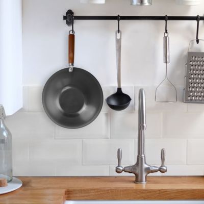 12" Carbon Steel Wok with Acacia Wood Handle, Non Stick Stir Fry Pan with Ceramic Coating, Safe for Any Cooktop or Grill, Lighter and Cools Faster than Cast Iron