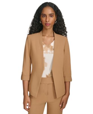 Calvin Klein Women's Lux Roll Tab Blazer Brown Size 24W