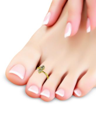 Cubic Zirconia Double Heart Toe Ring, Created for Macy's