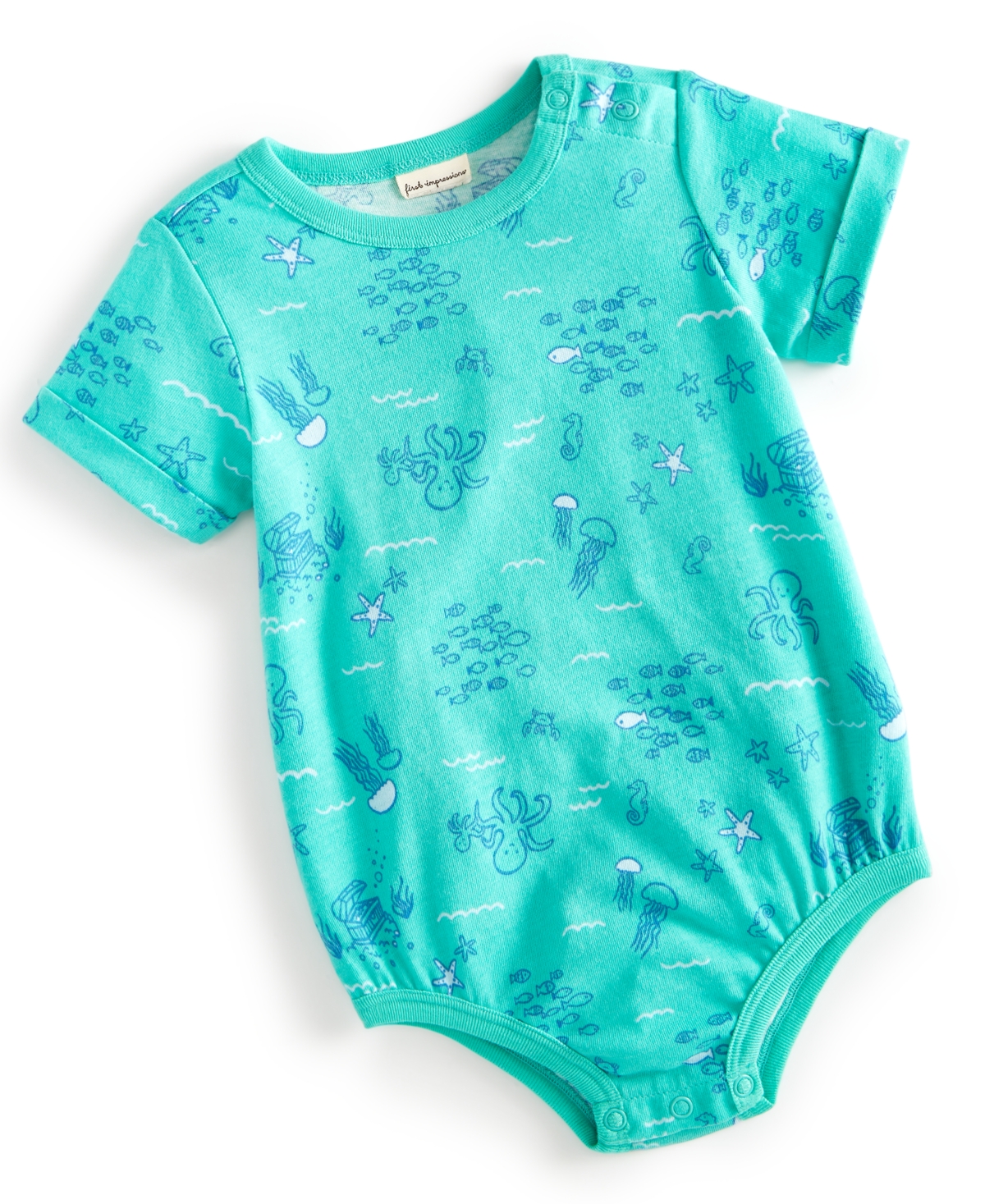 Shop First Impressions Baby Boys Sea-print Sunsuit, Created For Macy's In Seaside Green