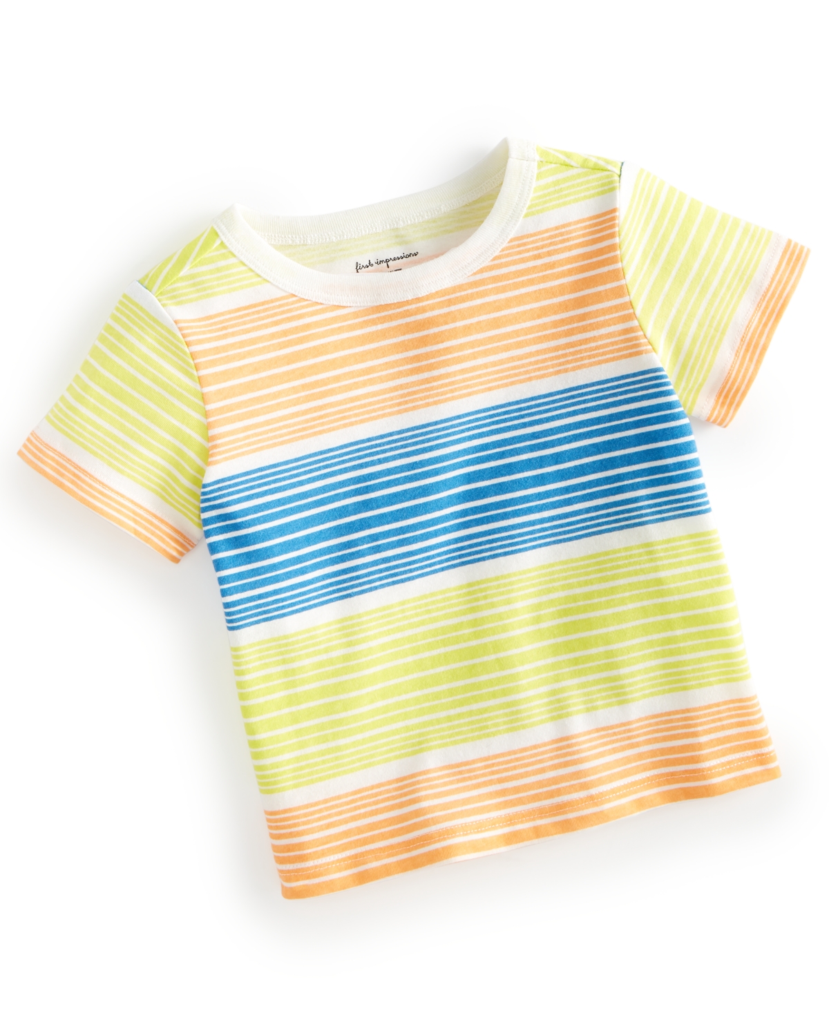 Shop First Impressions Baby Boys Pacific Striped T-shirt, Created For Macy's In Angel White