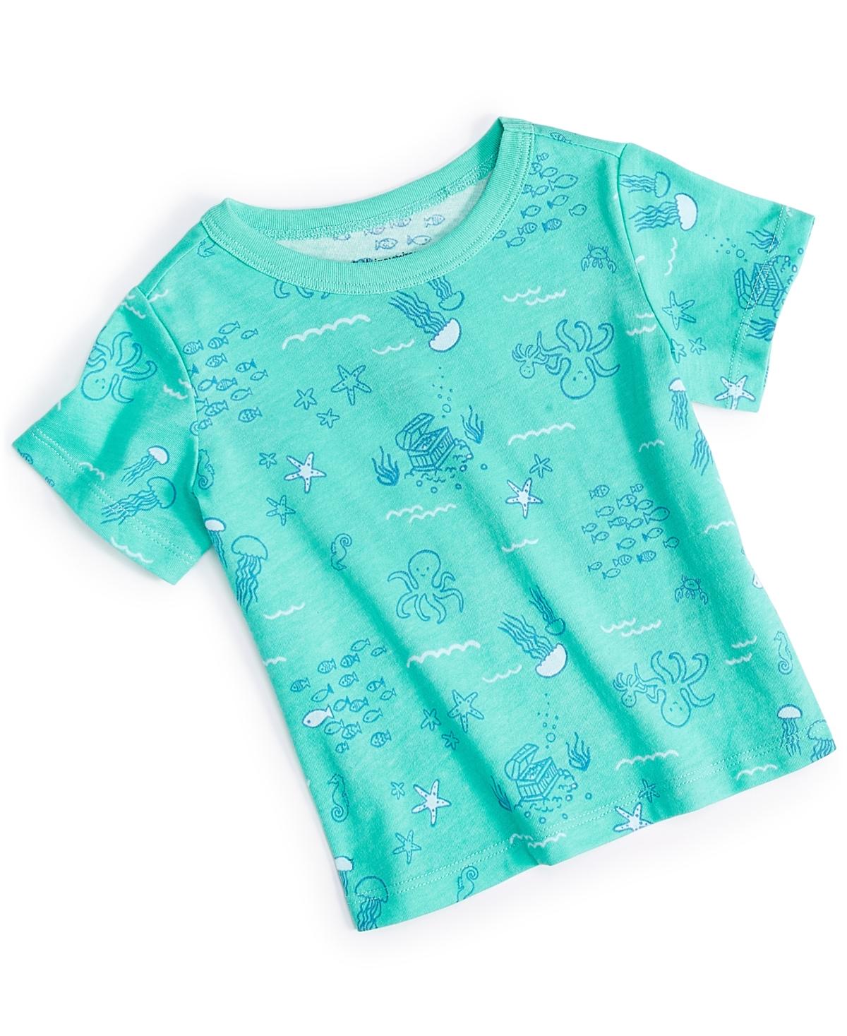 Shop First Impressions Baby Boys Sea-print T-shirt, Created For Macy's In Seaside Green