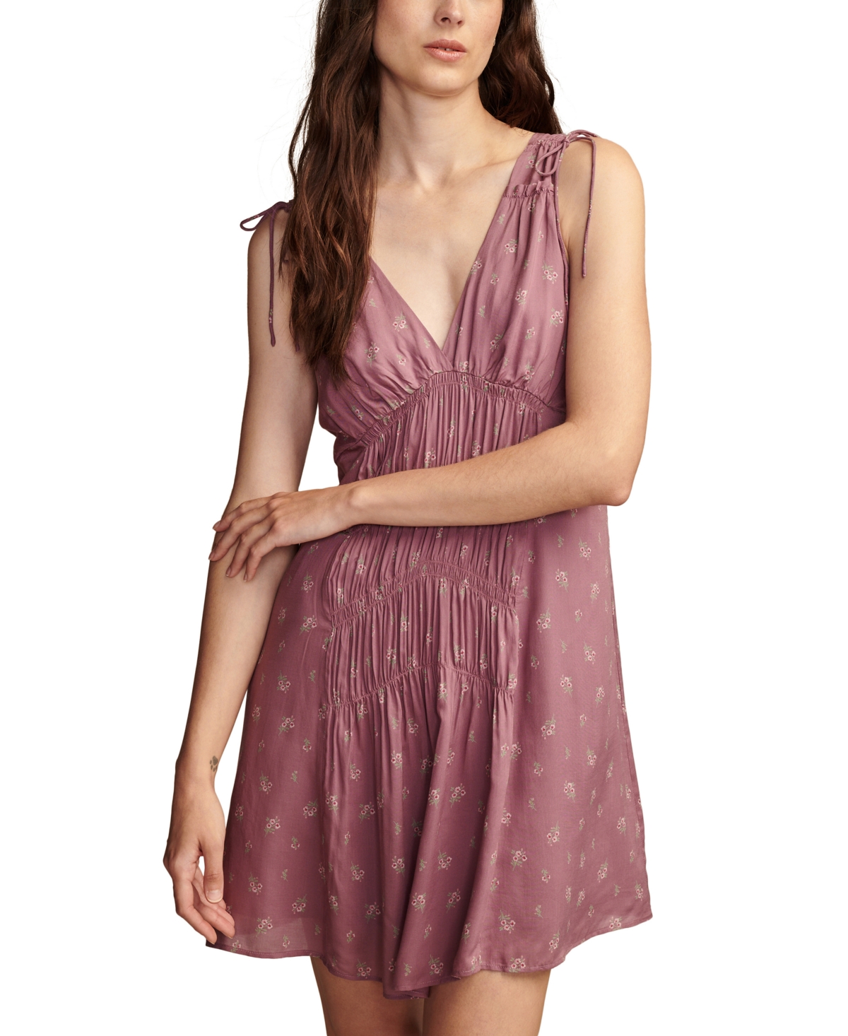 Women's V-Neck Sleeveless Smocked Dress - Berry Multi