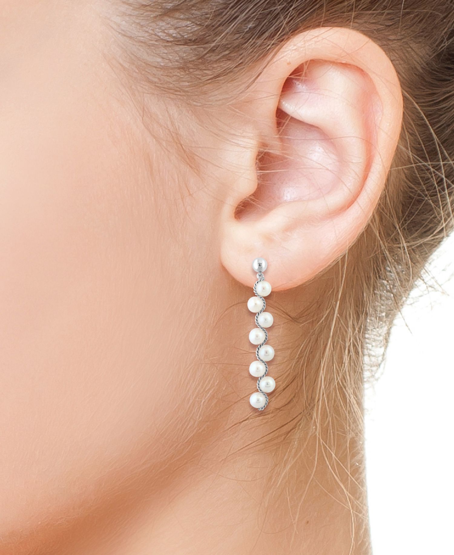 EFFY® Freshwater Pearl Linear Drop Earrings in Sterling Silver