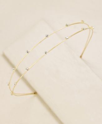 Delicate Crystal Dotted Gold-Tone Headband