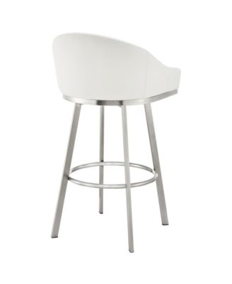 Eleanor 30" Swivel Bar Stool in Brushed Stainless Steel with Faux Leather