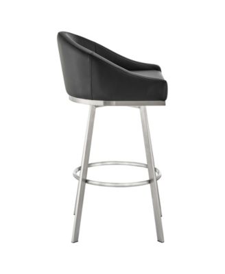 Eleanor 30" Swivel Bar Stool in Brushed Stainless Steel with Faux Leather