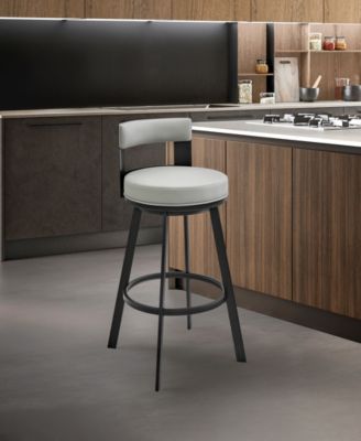 Flynn 26" Swivel Counter Stool in Metal with Light Faux Leather