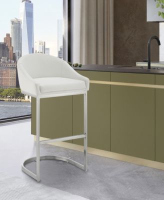 Katherine 30" Bar Stool in Brushed Stainless Steel with Faux Leather
