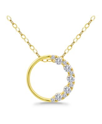 Giani Bernini - Cubic Zirconia Circle Pendant Necklace in Sterling Silver, 16" + 2" extender