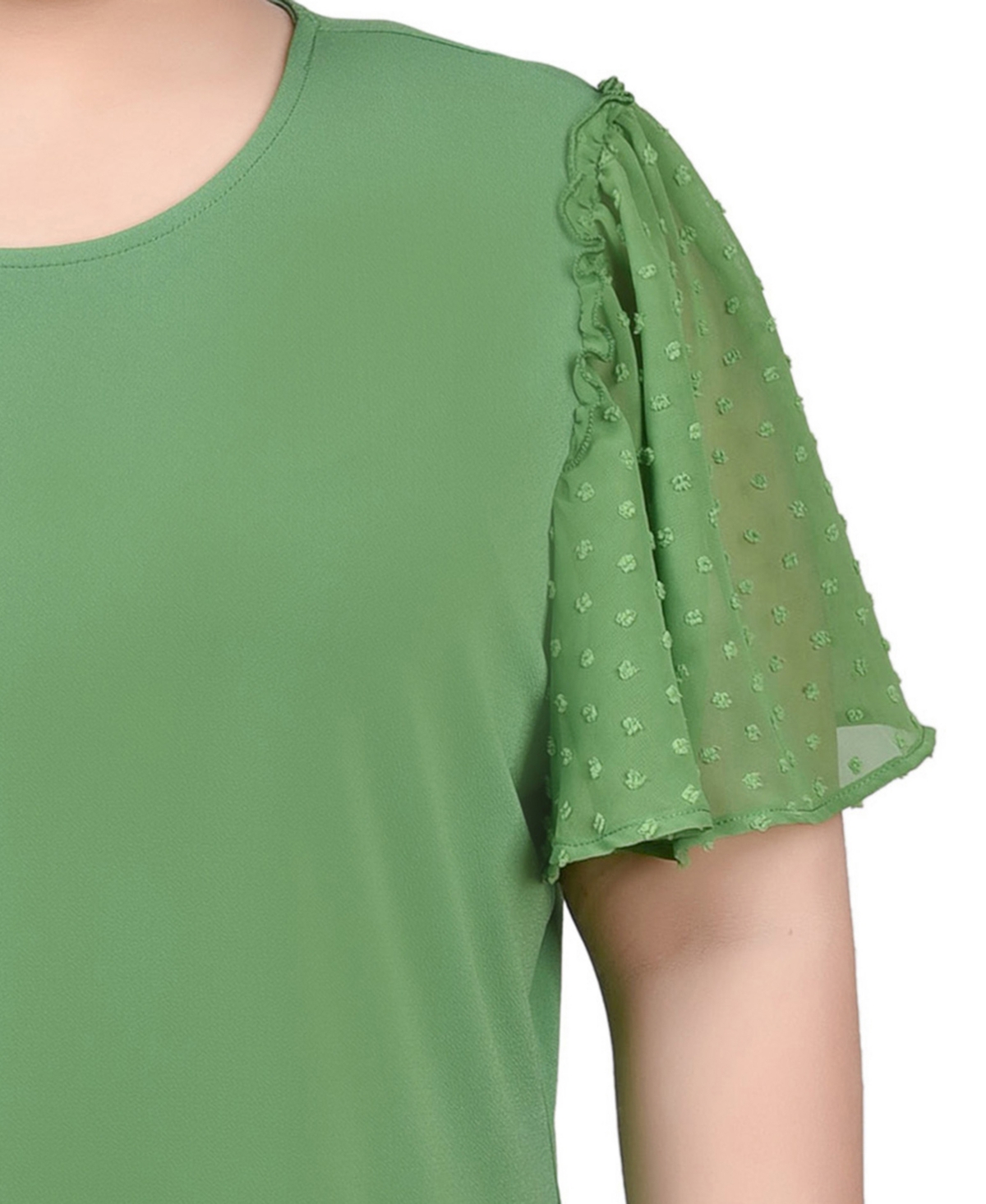 Ny Collection Plus Size Clip Dot Flutter Sleeve Top In Mint Green