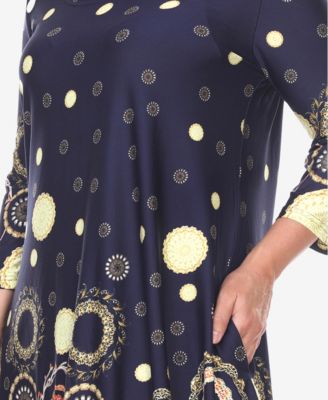 売れ筋商品|||ホワイトマーク カットソー トップス レディース Plus Size Erie 3/4 Sleeve Tunic Top  Blue White Mark Plus Size Erie 3/4 Sleeve Tunic Top - Macy's