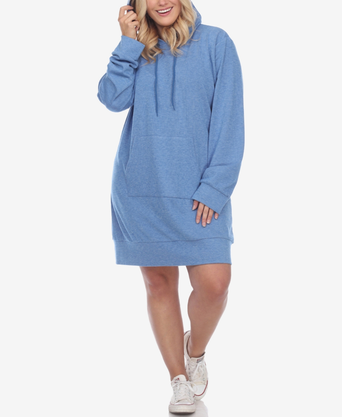 White Mark Plus Size Hoodie Sweatshirt Dress Beige Smart Closet