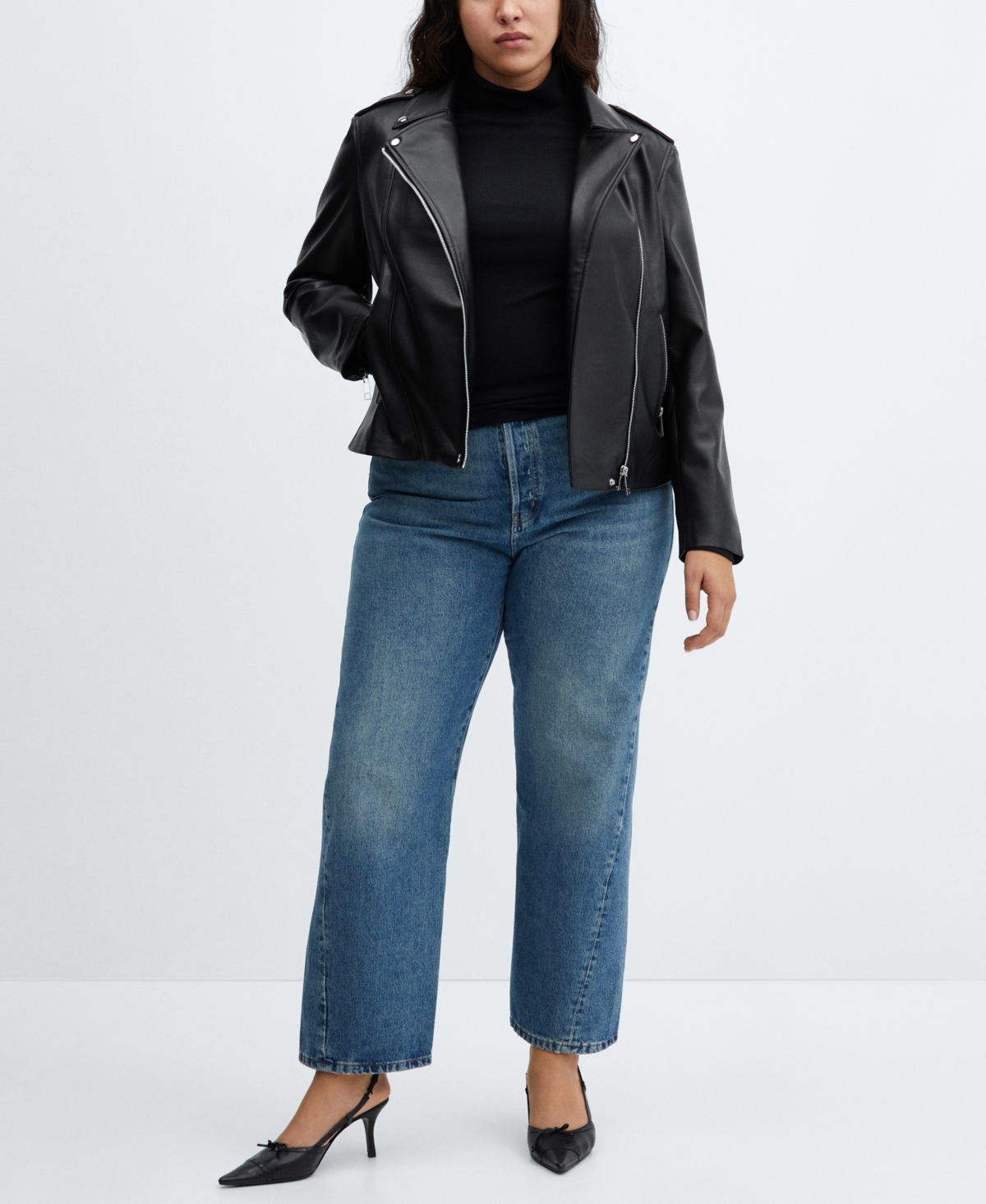 Mango Women's Faux-Leather Biker Jacket