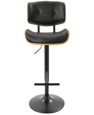 Lombardi Mid-Century Modern Adjustable Barstool in Faux Leather by Lumisource