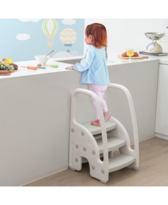 Kids 3-Step Stool with Safety Handles and Non-slip Pedals