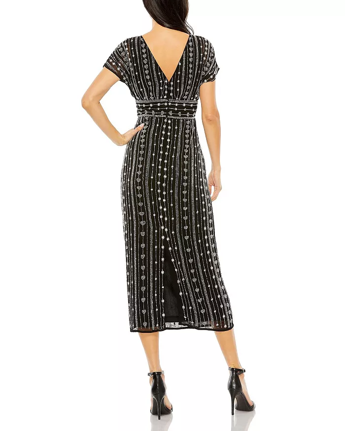 Women's Beaded Cap Sleeve Column Midi Dress - thumbnail 2