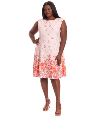 Plus Size Printed Fit & Flare Dress