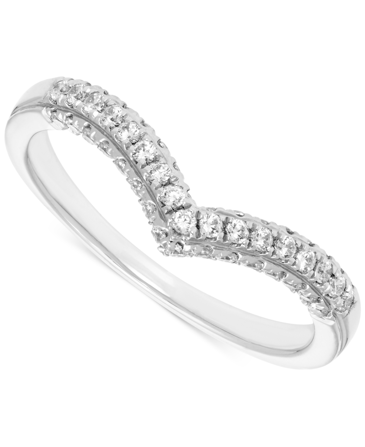 Shop Macy's Diamond Front & Side Contour Band (1/3 Ct. T.w.) In 14k White Gold