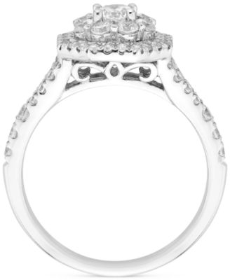 Diamond Halo Cluster Engagement Ring (1 ct. t.w.) in 14k White Gold