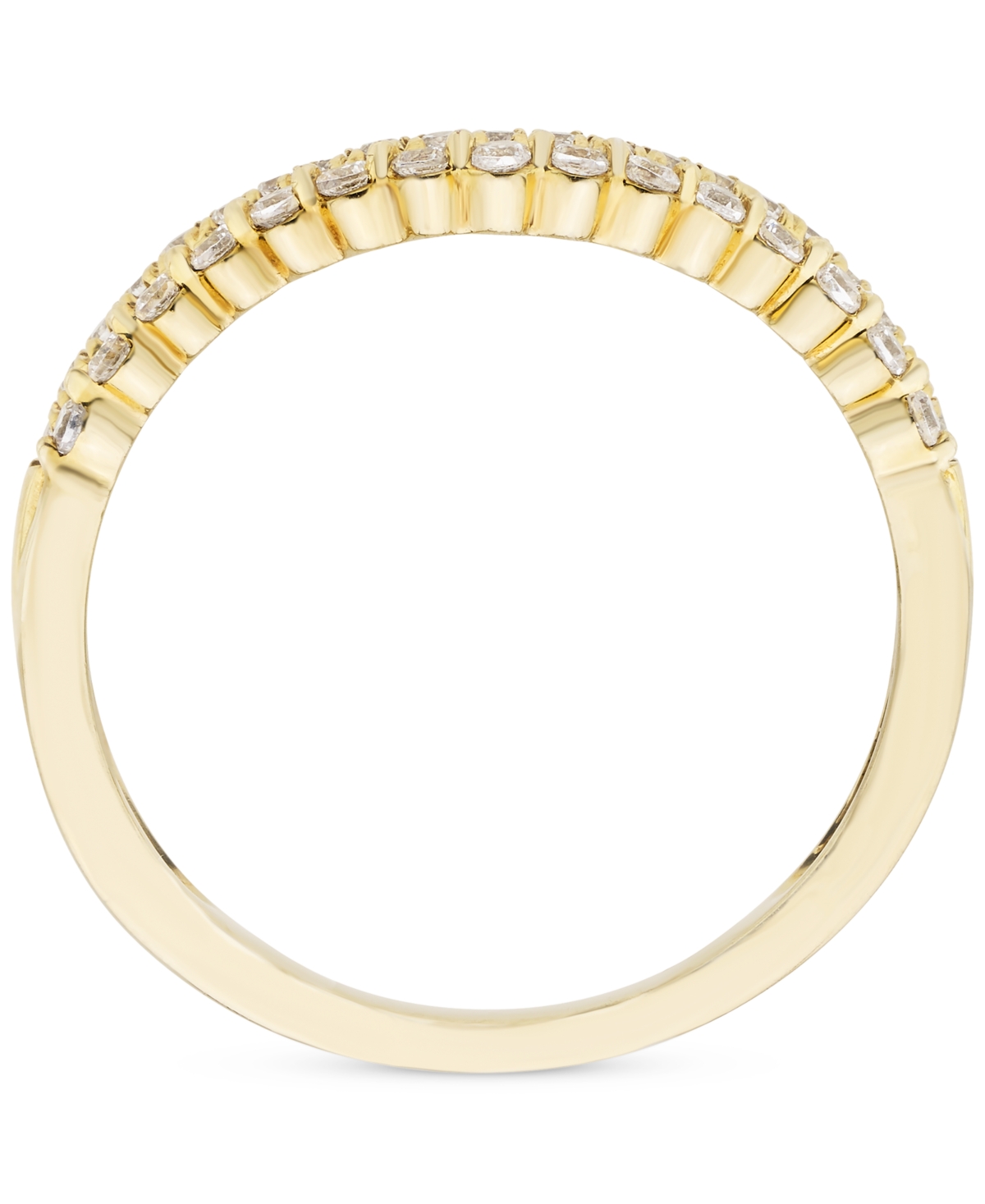 Shop Macy's Diamond Double Row Contour Band (1/4 Ct. T.w.) In 14k Gold In Yellow Gold