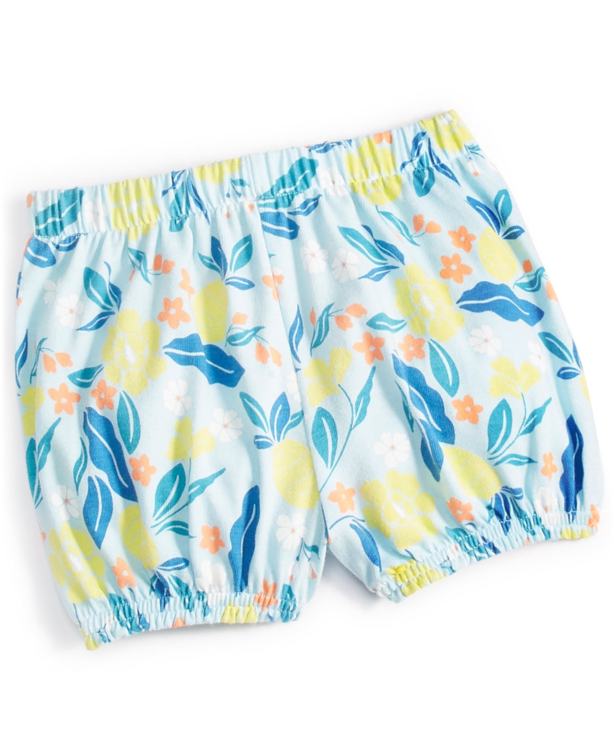First Impressions Baby Girls Elegant Tropical Floral-print Bloomer Shorts, Created For Macy's In Oasis Blue
