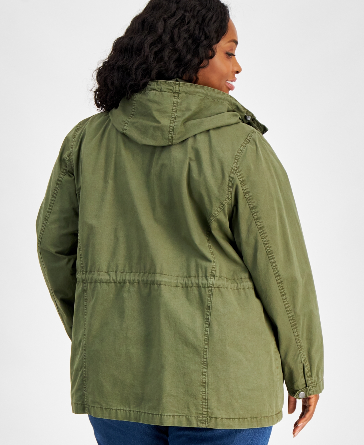 Levi's Plus Size Cotton Hooded Military Zip-front Jacket In Olive